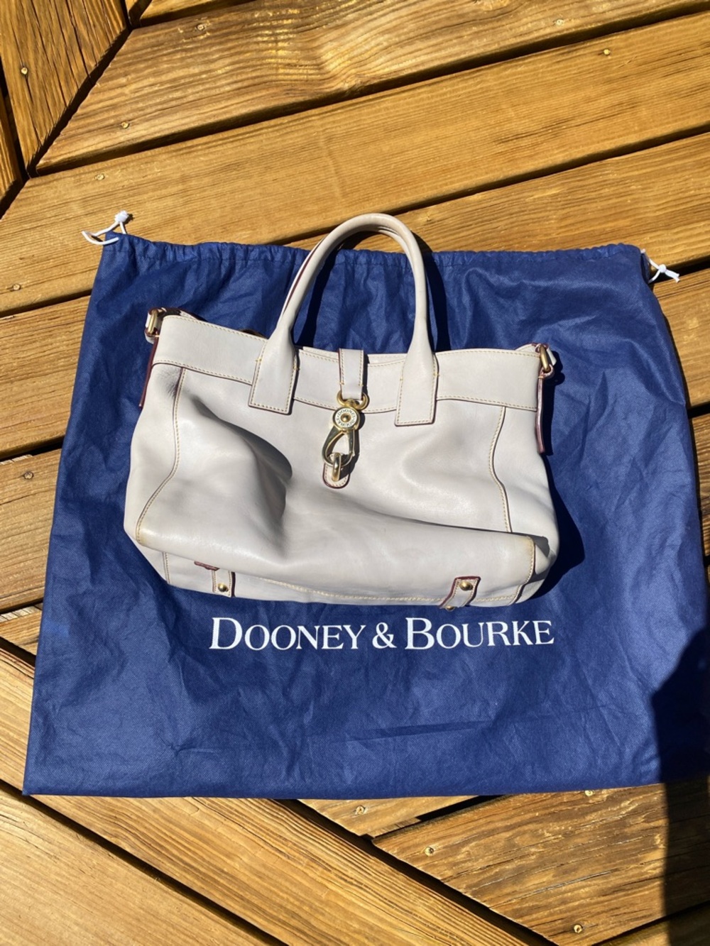 Dooney & Bourke Light Gray Leather Satchel with Top Handles